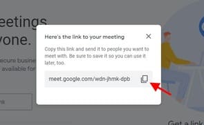 creating and copying the meeting link for later