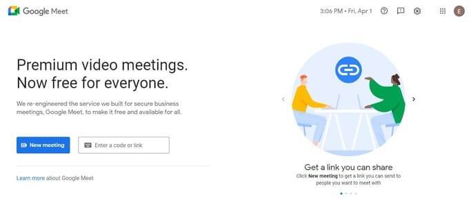 google meet home page