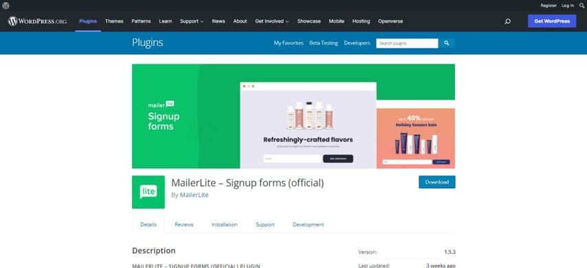 mailerlite sign up forms plugin to embed newsletters