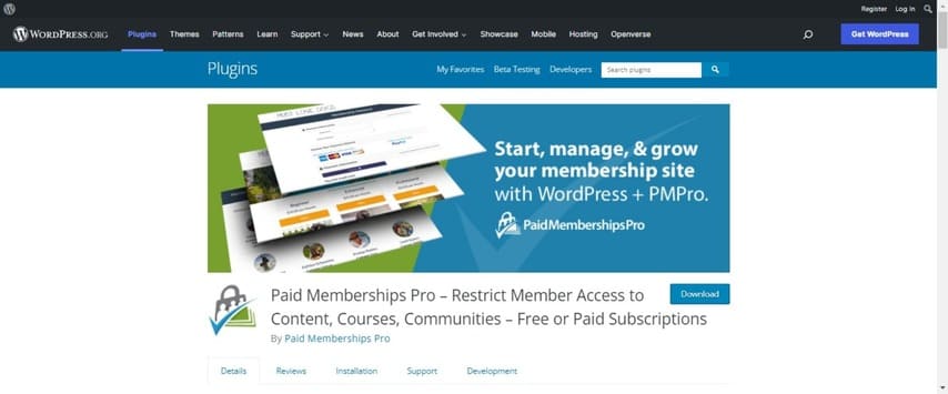 Paid membership pro plugin to create a membership site