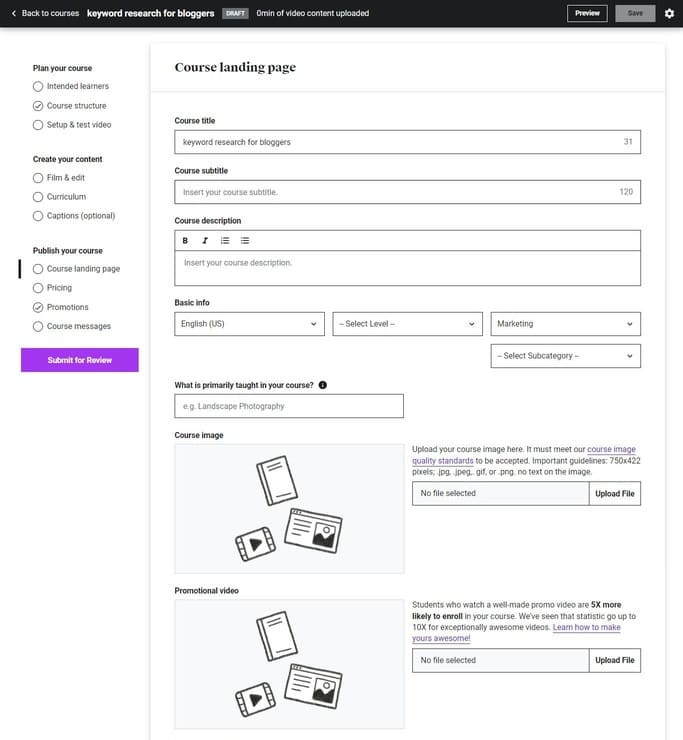 optimizing the course landing page on udemy