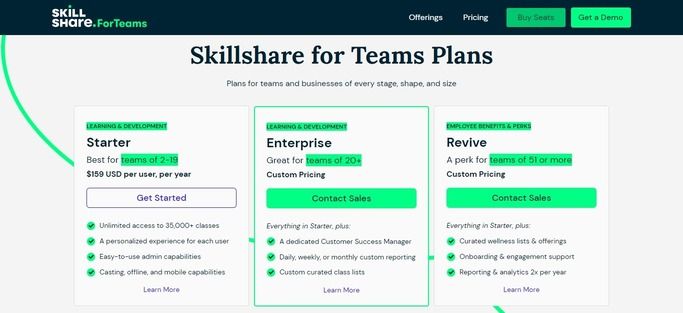 skillshare team plans