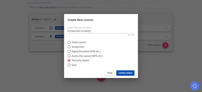 choosing text lesson option