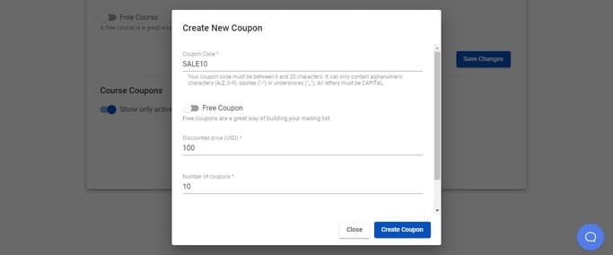 adding coupon code on onlinecoursehost.com