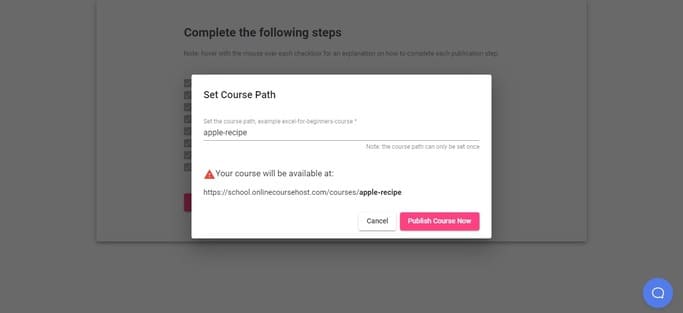 setting a course url path on onlinecoursehost.com
