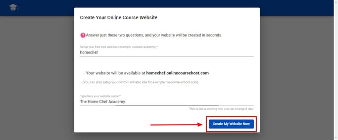 creating a free website on onlinecoursehost.com