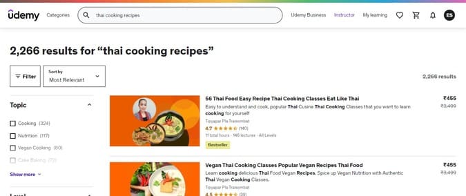 udemy results for "thai cooking recipes"
