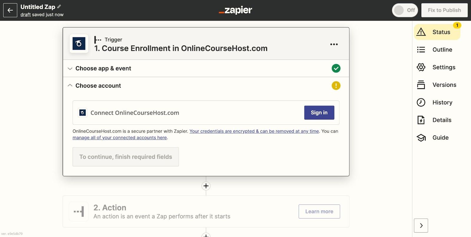 authenticating onlinecoursehost.com and zapier integration