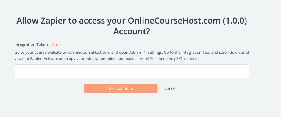 allow to integrate zapier and onlinecoursehost.com