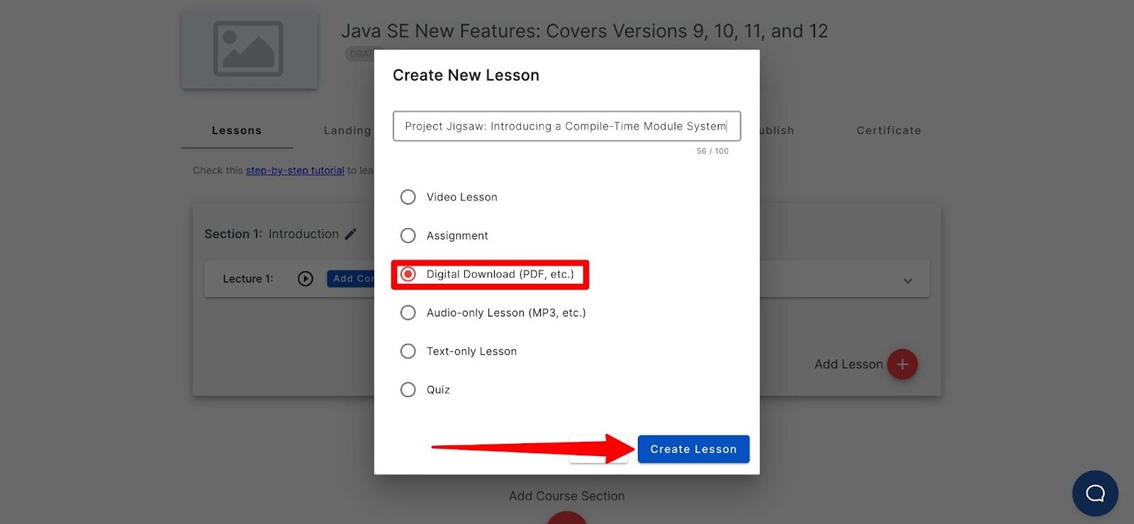 creating digital download lesson