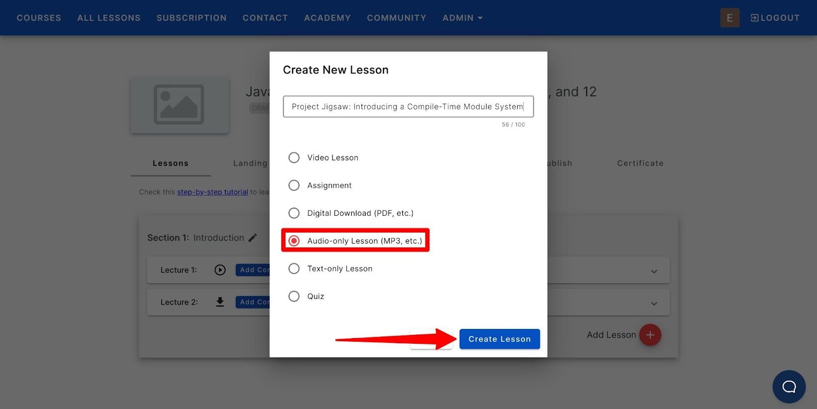 creating audio lesson