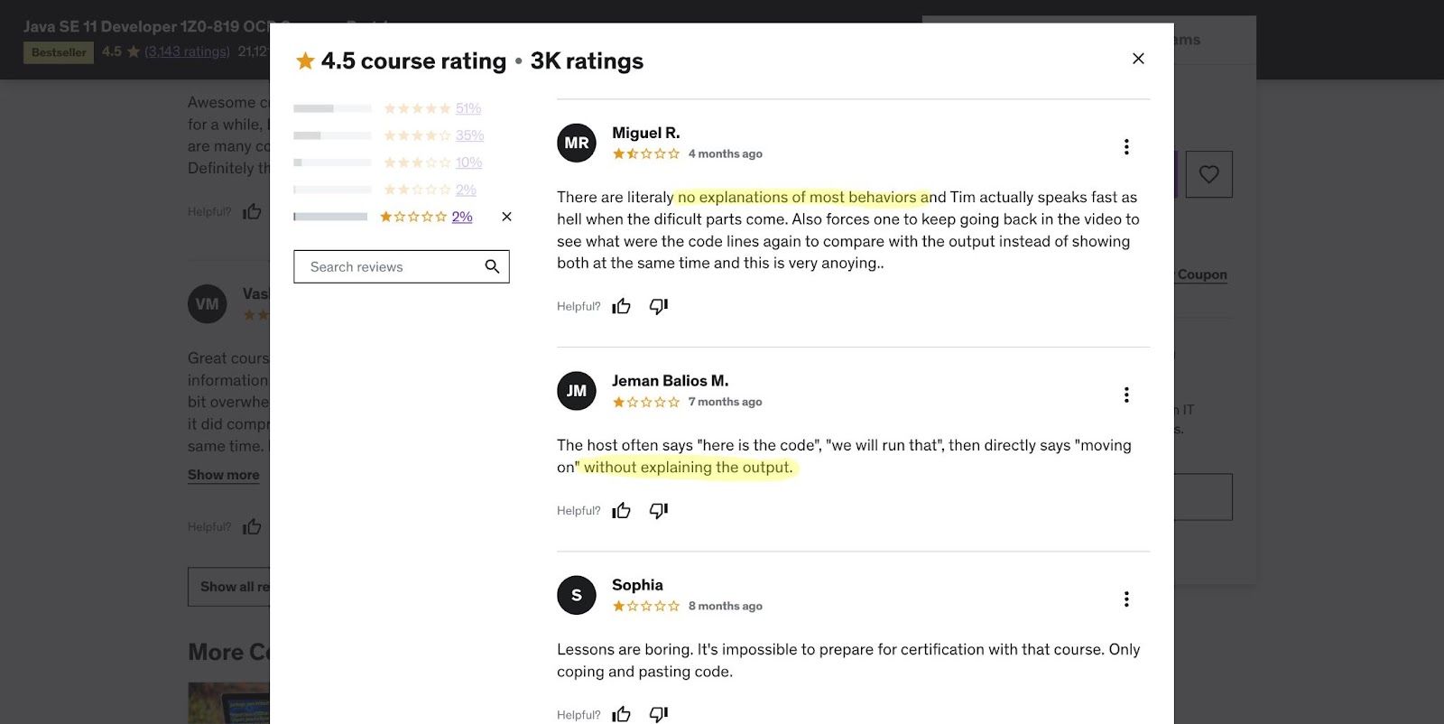 udemy negative reviews