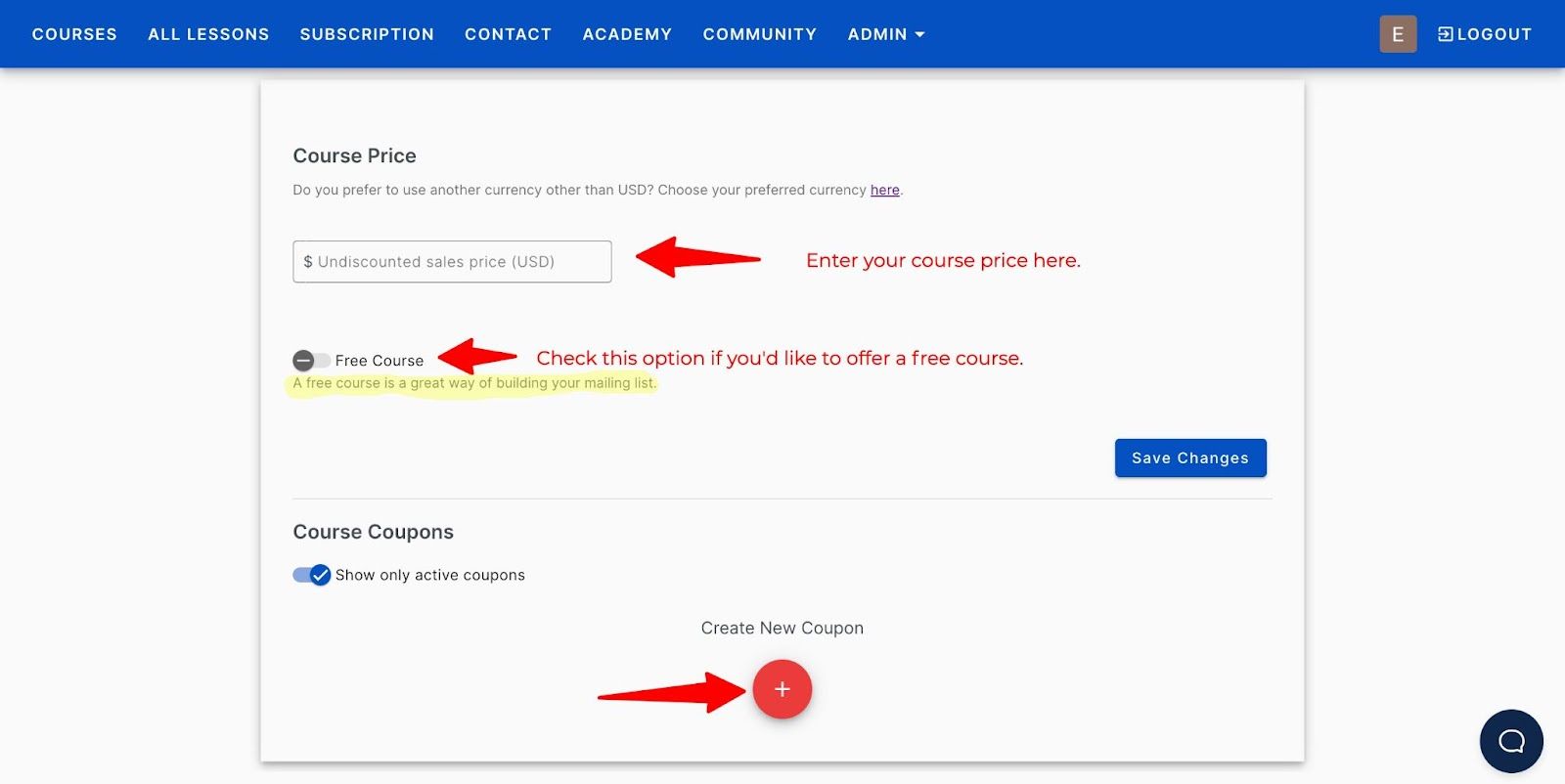 setting a course price