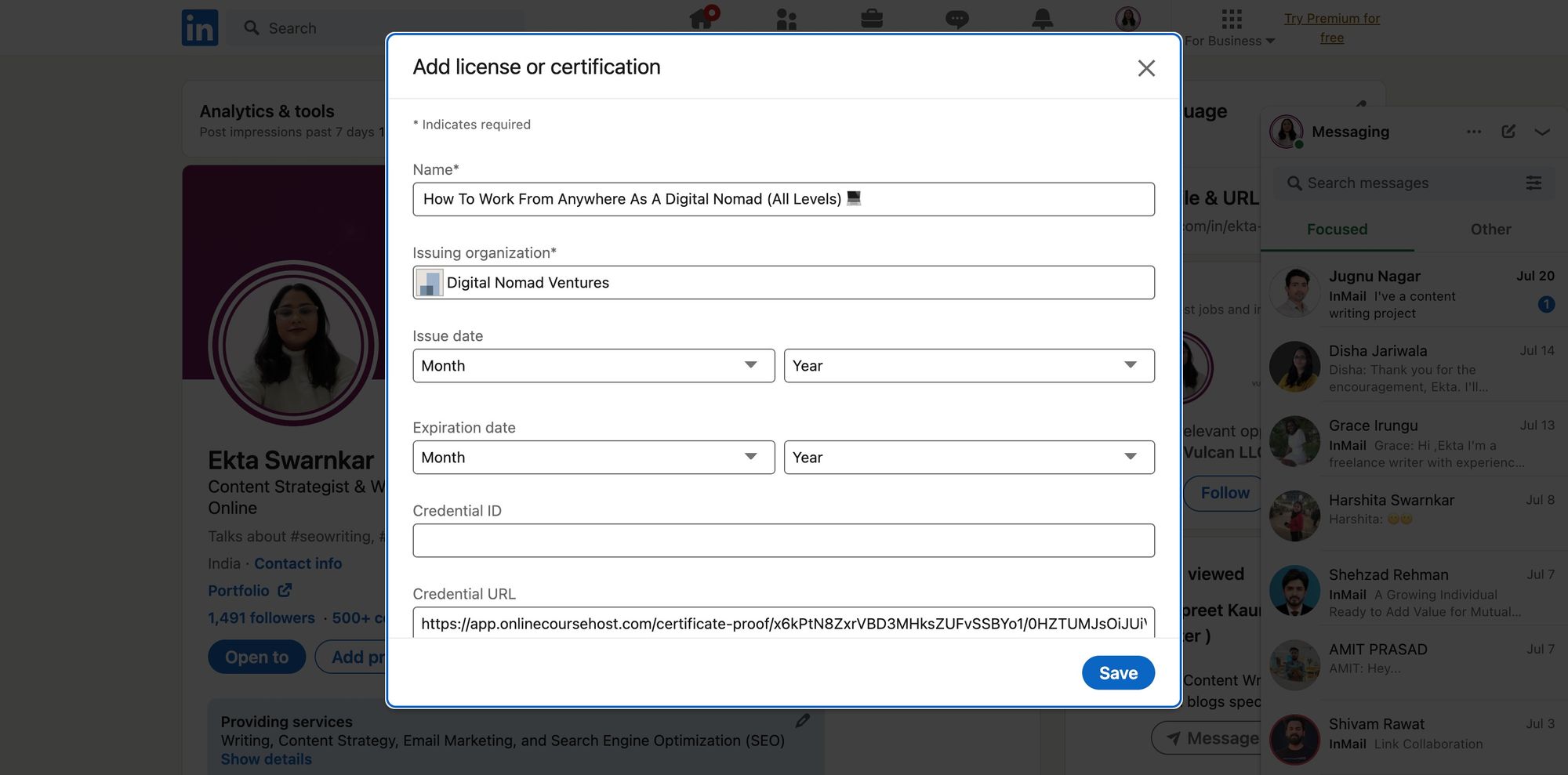 certificates of completion for online coursework